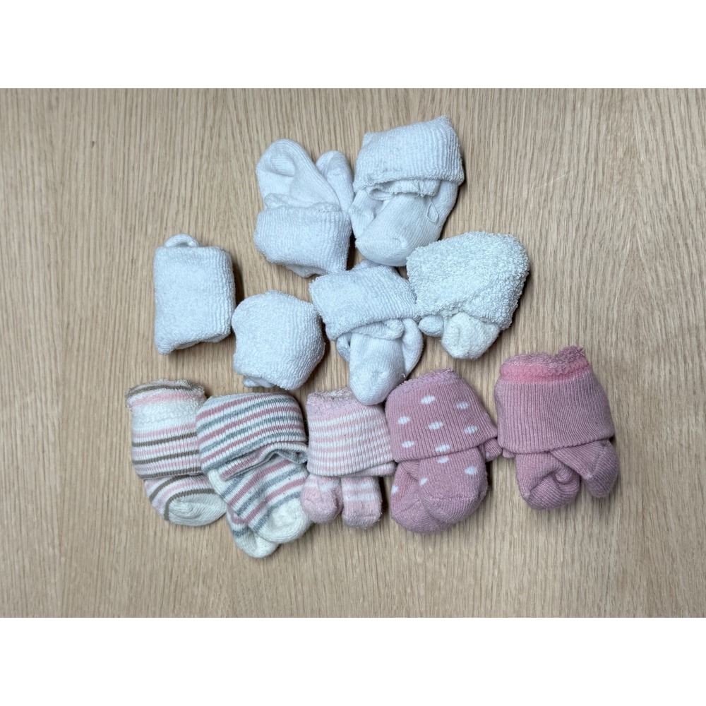 Baby Sock Newborn Infant White Pink Stripes‎ Dots